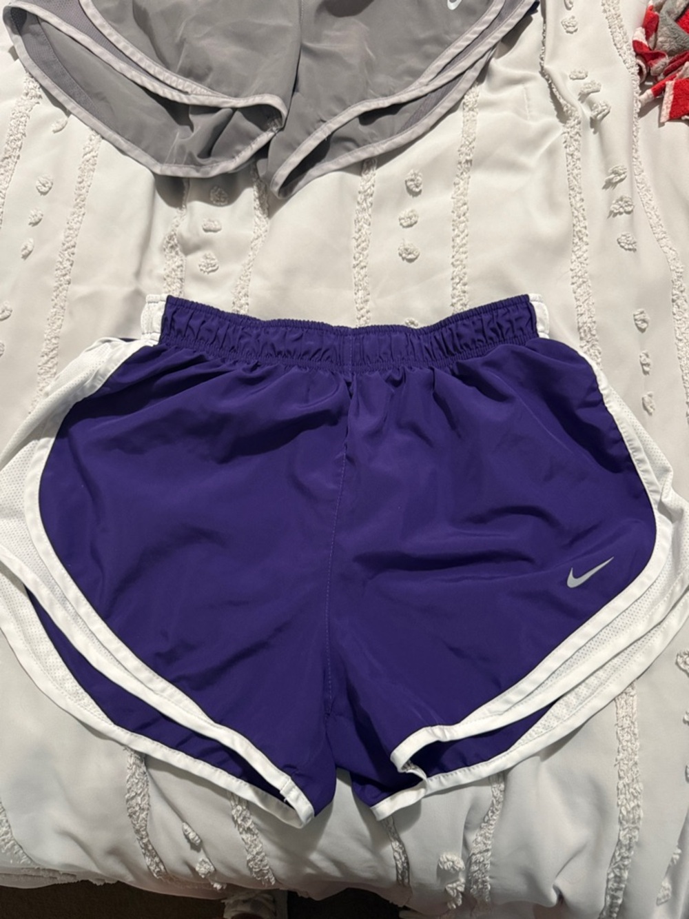 Nike Purple Women's Athletic Running Shorts with White Trim